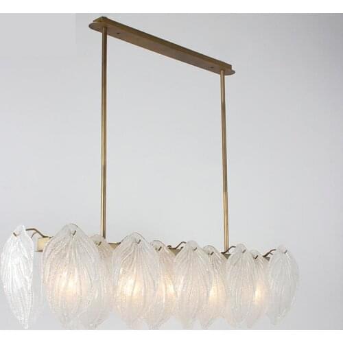 Modern Chandelier Led lustre Northern Europe Natural Art Glass hanging Lamp Model Room Restaurant Long ceiling chandelier lights