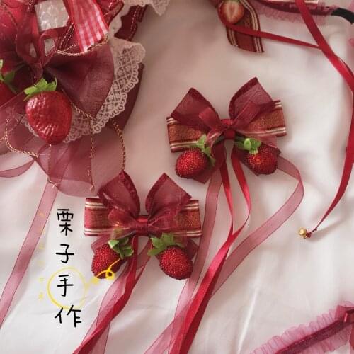 Japanese Lolita Strawberry Jam Headband Hair Clip Hair Ornaments Soft Sister Girls Lolita Kawaii KC Hairhoop Headdress Cosplay