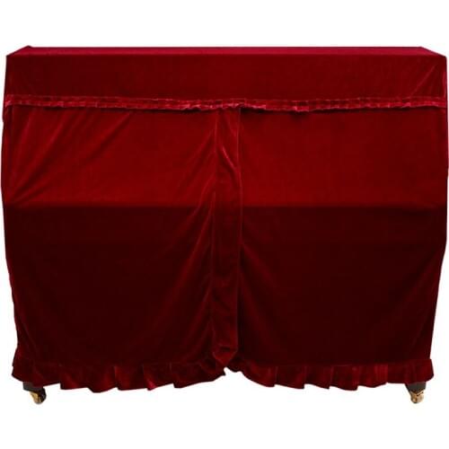 Practical Full Piano Cover pleuche Decorated with Macrame for Universal Upright Vertical Piano Red