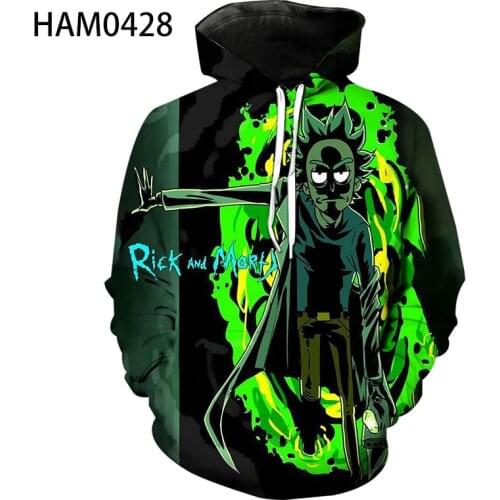 2021 Pullover new Rick and Murray 3D printing ins fashion cartoon character spring and autumn Hoodie Boys' and girls' Sweatshirt