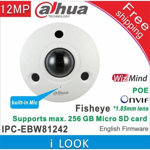 Dahua IPC-EBW81242 12MP IR Network Fisheye Camera IP67 AI fisheye Ultra HD Vandal-proof Camera replace IPC-EBW81230 ip camera