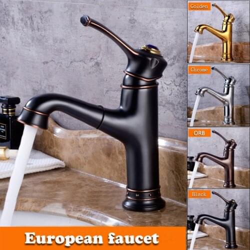 Modern brass pull out laundry faucet basin faucet water tap for bathroom with pull out shower head ORB plating luxury faucet