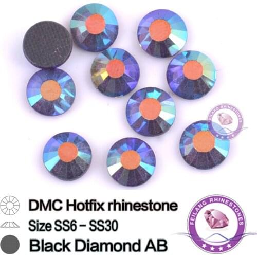 Black Diamond AB DMC Hotfix Rhinestone Shiny Bright Stones For Bridal Dresses SS6 SS10 SS16 SS20 SS30