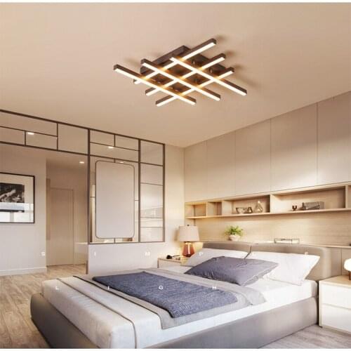 Led ceiling lamp strip creative aluminum brown bedroom living room simple Nordic home Indoor Lighting RC Dimmable Pendant light