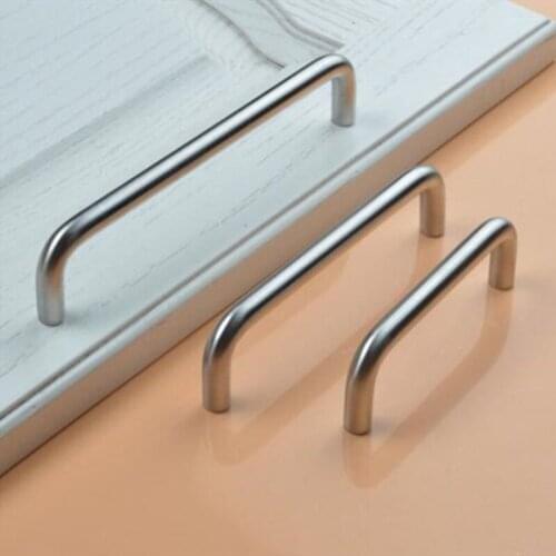 U Type Stainless Steel Door Handles Dresser Knobs Kitchen Cabinet Knobs and Handles for Furniture Hardware Diameter 10mm