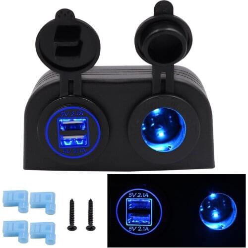 DIY Universal Waterproof 4.2A Dual USB Charger Cigarette Lighter Two Hole Tent Type Panel for Car Motorcycles Boat Marine ATV RV