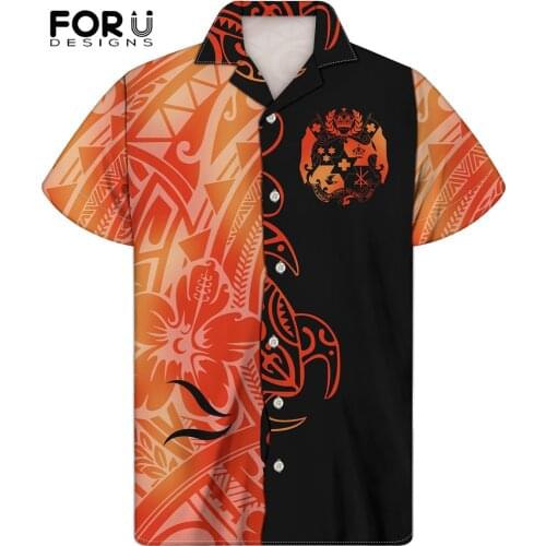FORUDESIGNS Vintage Mens Shirts Blouse Summer Casual Males Chemise Plus Size Loose Camise Homme Tops Hawaiian Shirt Vetement