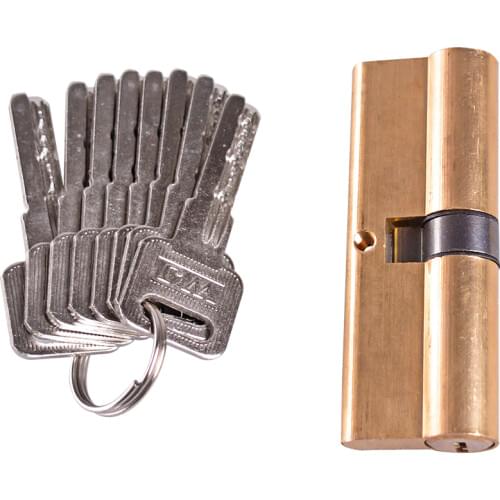 Thumb Turn Euro Profile Cylinder Barrel Lock Brass Satin Nickel Finish 85mm With 8 Keys