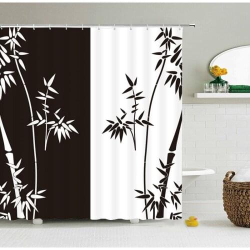 Bathroom Shower Curtains Chinese Ink painting Bamboo Plant Bath Curtain 180*180cm Waterproof Printed Bath Screen Home Decor