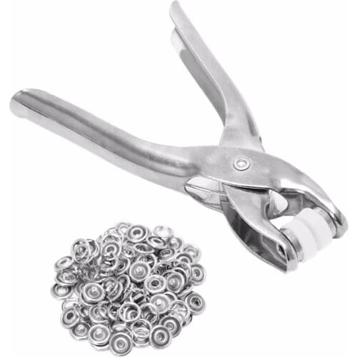 Metal Prong Ring Snap Fasteners Press Studs Poppers Plier 9.5mm 100Pcs Ring Snap