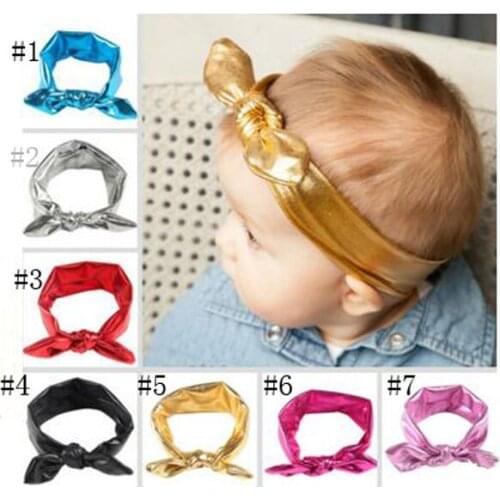 Gold Headband Rabbit Ears For Baby Girls Elasticity Wash Gold Baby Girl Headband In Stock 7color