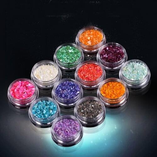 1x Pot UPRETTEGO 2g Natural 12 Colors 3D Design DIY Manicure Pearl Light SeaShell Slices Particle Crushed Shell BKF01-12