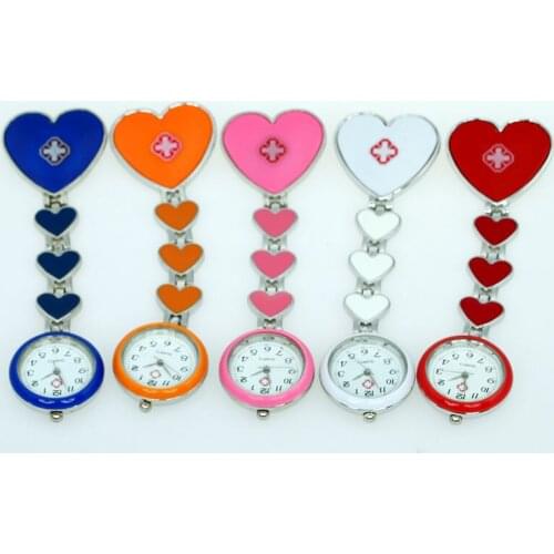 DHL Free, 100pcs Wholesale Mixed Colors Fob Watches Heart Nurse Watch Doctor Watch Brooch Pin Pocket Pendant Quartz Watch GL13T