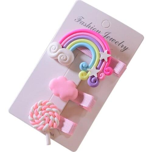 3pcs/lot New Baby Hair Clips Colorful Hairclips Childrens Rainbow Lollipop Hairpin Kids Hair Accessories