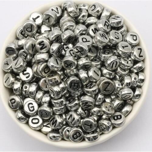 4*7mm Mixed Silvered Letter Acrylic Beads Alphabet Loose Bracelet Beads For Jewelry Making DIY Crafts Scrapbooking Decoration