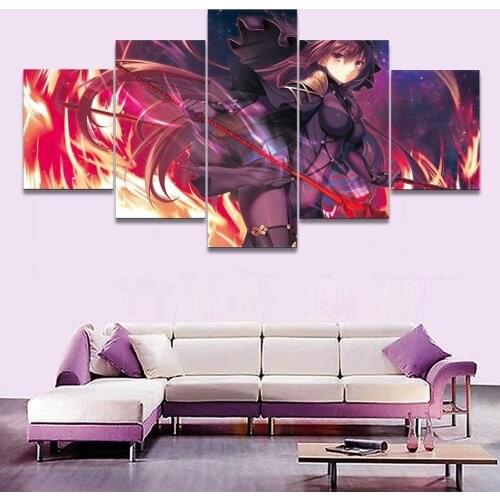 5 Piece Wall Art Canvas Anime Manga Pictures Sexy Girl Figure Posters And Prints Modern Living Home Bedroom Decoration Paintings