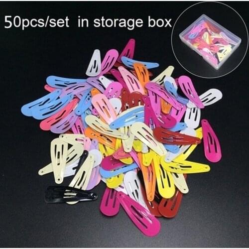 50 Pcs/Lot Korean Metal Snap Hair Clips Children Girls Candy Color Barrette Headwear Hairpins Fashion Hairgrip Hair Accessories