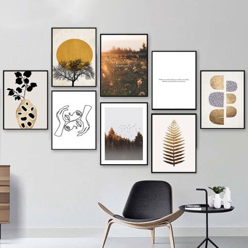 Abstract Leaf Poster Sunlight Canvas Painting Geometry Print Natural Scandinavian Quote Wall Picture For Living Room Decor