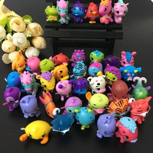 B( 30 pcs/lot) Cartoon Animals Egg Dolls Fly Horse Fish Hatching Magic Miniature Action Figures Mini Pet Shop Dolls Kids Toys