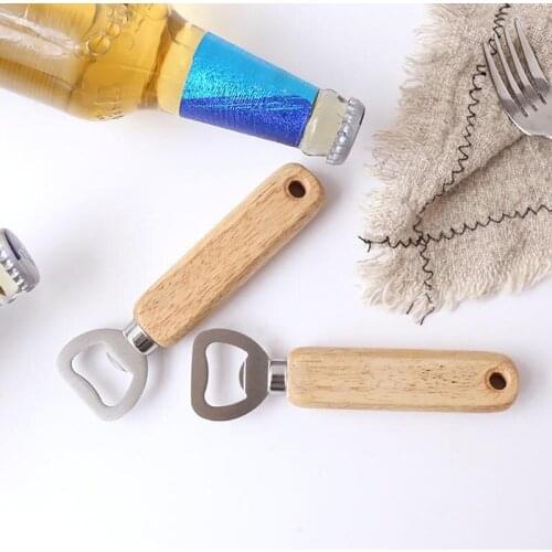 Wood Handle Handheld Bartender Bottle Opener Wine Beer Soda Glass Cap Bottle Opener Kitchen Bar tools