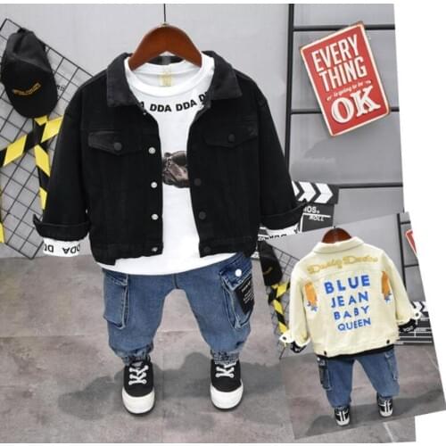 Boys Clothes Children Clothes Kids Clothes New Boy Clothing Sets boys Letter Denim jacket + T-shirt + jeans 3PCS Sets 2-6years
