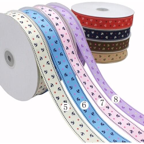 [IuBuFiGo] 3/8"(9mm) Anchor Ribbon Grosgrain Printed Packing Boat Tape 100yard/lot Wholesale Free Shipping