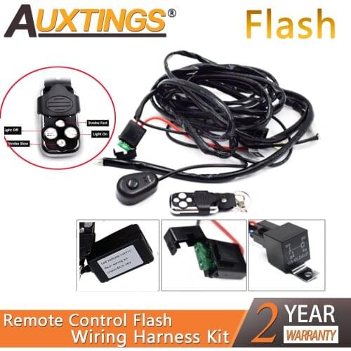 Auxting Remote Control Wiring Harness Kit 40A 12V DC for 120/240/300W LED Light Flash Strobe 1Lead work Light Wiring Harness Kit