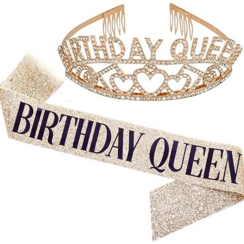 18th 21st 30th 40th 50th 60th Adults Birthday Crown Girl Women Happy Birthday Satin Sashes Favor Anniversary Decoration Supplies