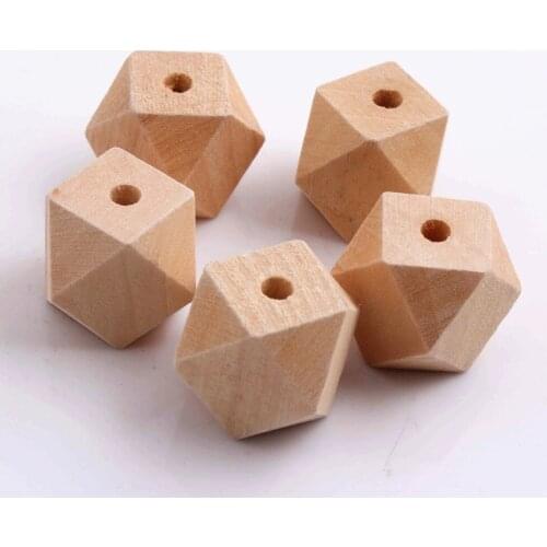 Kwoi vita AAA Quality Natural Color 20mm Large 100pcs/lot Chunky faceted Wood Beads for kids Necklace Making