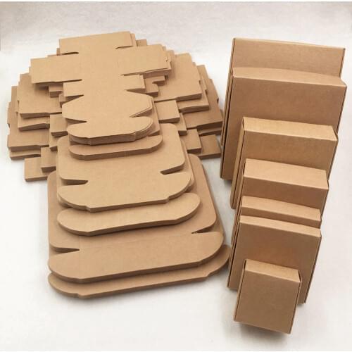 50pcs Multi size Cute Square Kraft Packaging Box Wedding Party Favor Supplies Handmade Soap Chocolate Candy Storage Carton