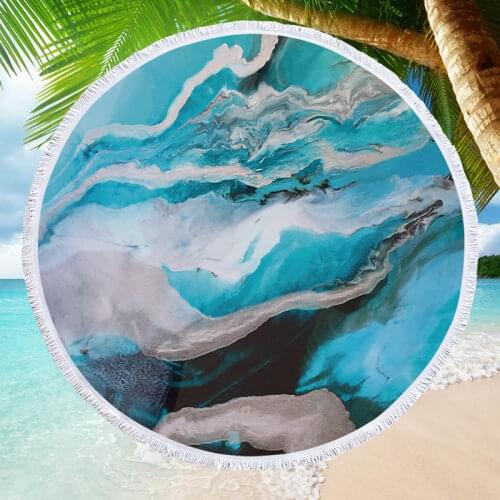 Fashion Tie Dye Series 150cm Round Beach Towel with Tassel Outdoor Travel Microfiber Yoga Mat Home Sofa Cover Blanket
