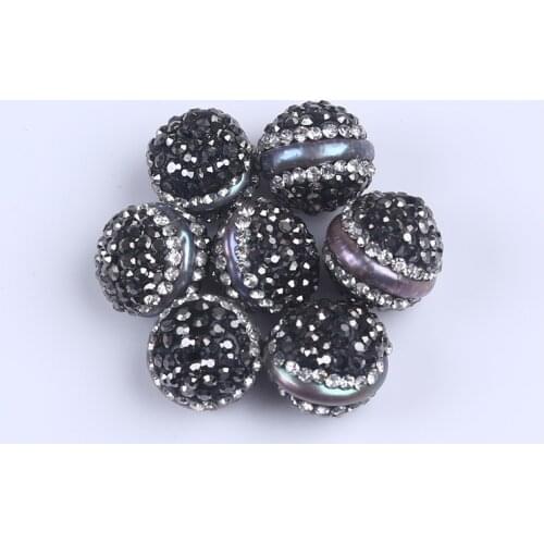 Coin freshwater pearl loose big paved crystal pearl bead for sale