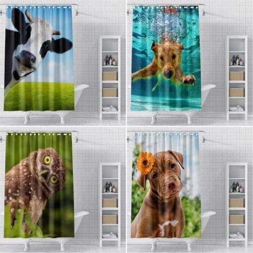 Washable Shower Curtain Animal 3D Print Waterproof Bathroom Curtains Animal Bathtub Decor with Hooks Bath Curtain