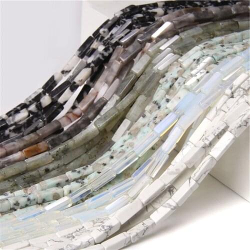 Natural Howlite Rectangle Beads 15.5" 4*4*13 mm Labradorite Zebra Stone Strand Bead For DIY Making Jewelry Bracelet Drop Earings