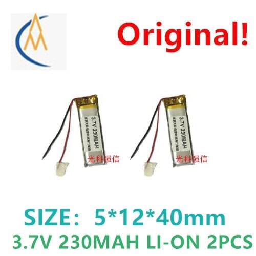 2PCS New full capacity 3.7V polymer lithium battery 501240 230mah MP3 Bluetooth headset / device / micro audio toy LED