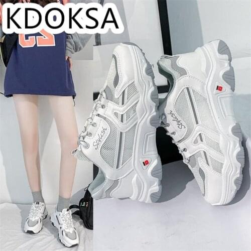 2021 new spring net shoes casualVulcanized shoes thick soles breathable fashion womens shoes lacing