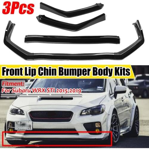 New 3Pcs Car Front Bumper Splitter Lip Chin Bumper Spoiler Diffuser Body Kits Cover Trim Protection For Subaru WRX STI 2015-2019