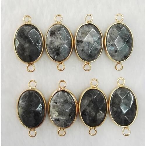 Wholesale 12pcs Natural spectrolite Stone Necklace Charms Connector Pendant for Bracelet DIY Jewelry Making