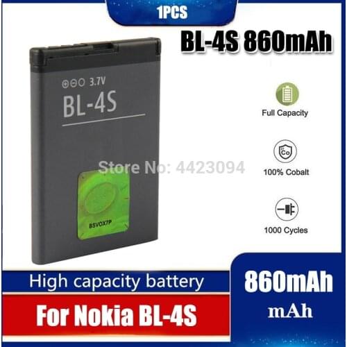 1pc Original BL-4S phone battery for For Nokia 2680 slide 3600 slide 3710 fold 7020 7100 Supernova 7610 Supernova 860mAh