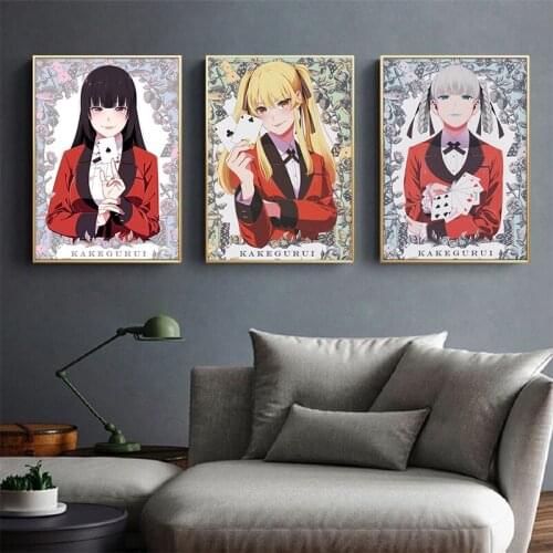 Japanese Anime Kakegurui Posters Retro Wall Art Decor Picture Canvas Painting Prints for Bedroom Cafe Sofa Home Decoration