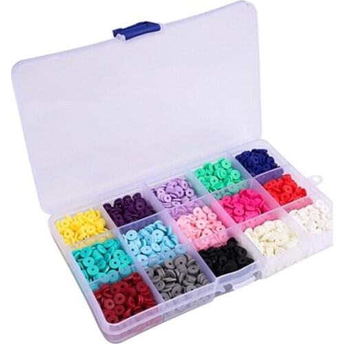 2600x Spacer Beads Flat Round Soft Clay 6mm/0.24'' Loose Beads Spacer Multicolors for Jewelry Bracelets Making Necklace