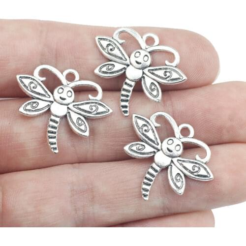 20 Pieces 22*25mm Antique Silver Color Bee Charms Bracelet Pendant For DIY Jewelry Making