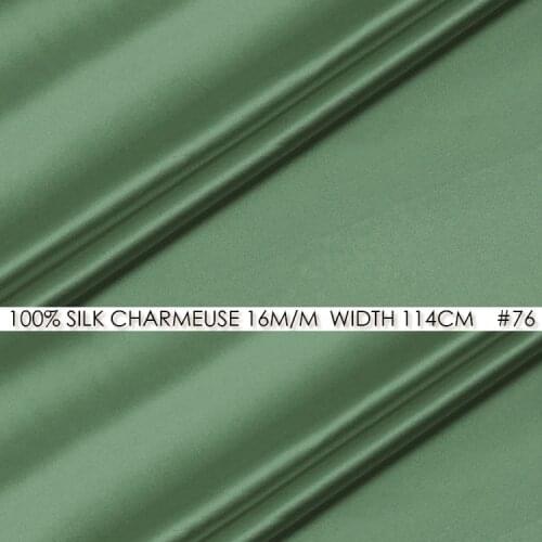 CISULI 100% SILK CHARMEUSE SATIN Fabric 114cm width 16momme Pure Mulberry Silk Fabric Wedding Dress Fabrics Pale Green NO 76