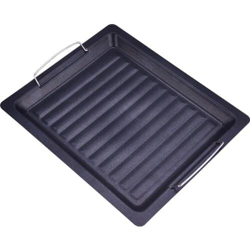 30 * 25cm Outdoor Barbecue Pan Non-Stick Surface Iron Plate Non Stick Barbecue Pan Barbecue Tool Charcoal BBQ Grill Accessories