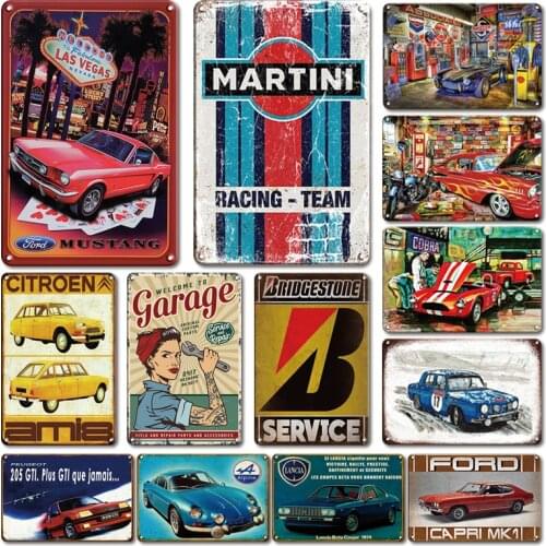 Vintage Garage Wall Decorative Metal Plaque Tin Sign Rustic Man Cave Car Club Decor Metal Plate Shabby Chic Iron Painting Signs