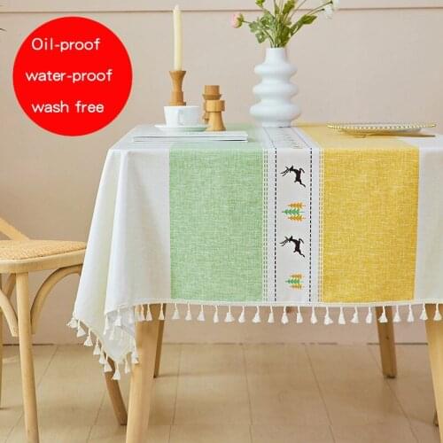 Waterproof Tablecloth Cotton Linen Table Runner Wedding Home Decoration Dining Table Cover Picnic Blanket Rectangular Table Mat