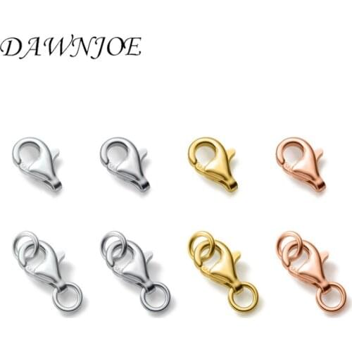 2pcs Ture 925 Sterling silver 8 10 12 mm 18k gold plating Lobster Clasps buckle DIY Making Jewelry components Connector Finding