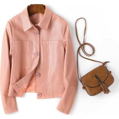 Genuine Leather Jacket Women 100% Real Sheepskin Sheep Slim Short Jacket Motorcycle Outerwear Coat ladies Female Plus Size