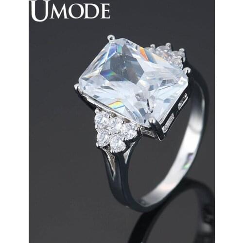 UMODE Square CZ Crystal Rings for Women Femme Wedding Rings Girls Engagement Fashion Jewelry Party Gifts Free Shipping UR0586
