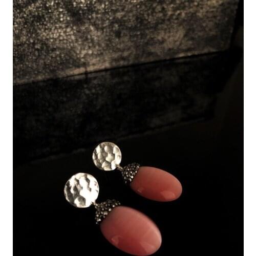 Dr Stone Natural Stone Women 'S Cat 'S Eye Stone Silver Plated Earrings RYL34 439799994